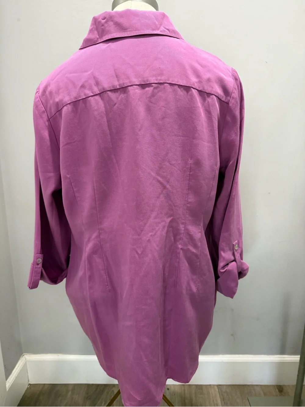 Soft Surroundings Lavender-Pink Asymmetrical Button-Down Blouse